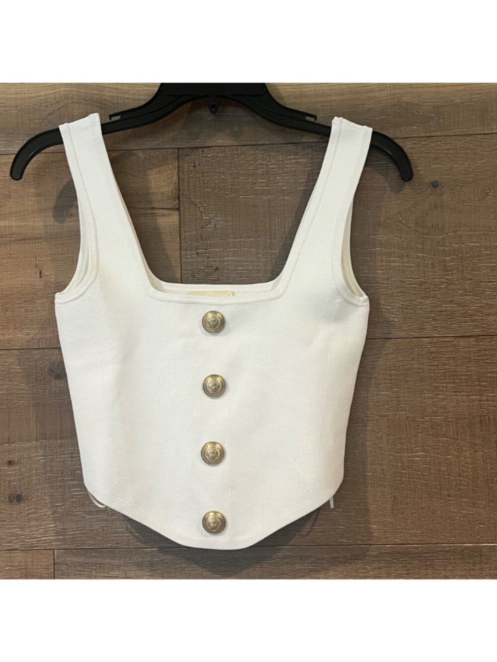 L'AGENCE Saga tank square neck ivory gold top  size XS NWOT - Picture 4 of 8
